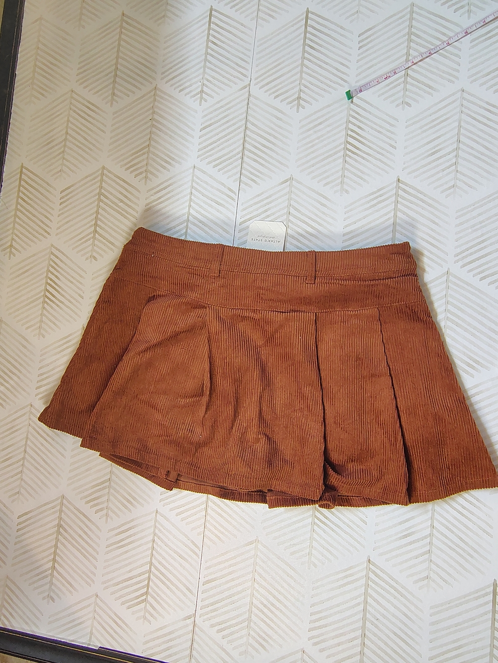 Alter'd State Rust Orange Brown Corduroy Women's Pleated Skirt Medium Boho Cotto - Picture 8 of 10